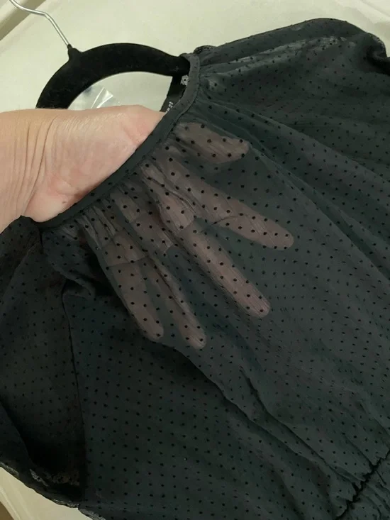 Forever 21 NWT Classic Black Long Sheer Sleeve Short Dress Size S - Picture 4 of 7